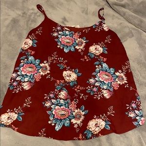 Maroon Floral Tank Top